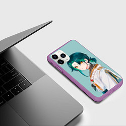 Чехол iPhone 11 Pro матовый Xiao Genshin Impact, цвет: 3D-фиолетовый — фото 2