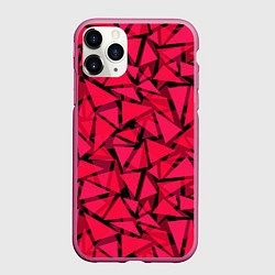 Чехол iPhone 11 Pro матовый Красно-черный полигональный, цвет: 3D-малиновый