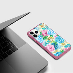 Чехол iPhone 11 Pro матовый Гортензия в сказочном саду, цвет: 3D-малиновый — фото 2