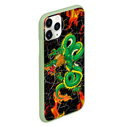 Чехол iPhone 11 Pro матовый Дракон Огонь Dragon Fire, цвет: 3D-салатовый — фото 2