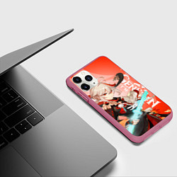 Чехол iPhone 11 Pro матовый Genshin Impact, Кадзуха, цвет: 3D-малиновый — фото 2