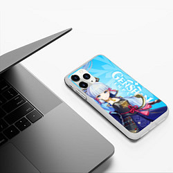 Чехол iPhone 11 Pro матовый Genshin Impact, Аяка, цвет: 3D-белый — фото 2