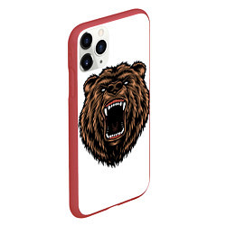Чехол iPhone 11 Pro матовый Свирепый медведь, цвет: 3D-красный — фото 2