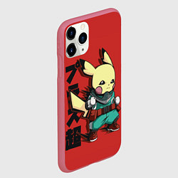Чехол iPhone 11 Pro матовый Аттака Пикачу, цвет: 3D-малиновый — фото 2