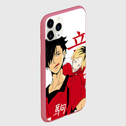 Чехол iPhone 11 Pro матовый Куроо и Кенма, Haikyuu!!, цвет: 3D-малиновый — фото 2