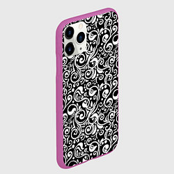 Чехол iPhone 11 Pro матовый Черно-белая роспись, цвет: 3D-фиолетовый — фото 2