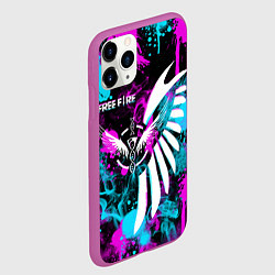 Чехол iPhone 11 Pro матовый FREE FIRE NEON, цвет: 3D-фиолетовый — фото 2