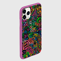 Чехол iPhone 11 Pro матовый Кислотные узоры психоделика, цвет: 3D-фиолетовый — фото 2