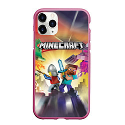 Чехол iPhone 11 Pro матовый MINECRAFT МАЙНКРАФТ Z, цвет: 3D-малиновый