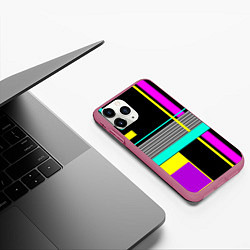 Чехол iPhone 11 Pro матовый Геометрический неоновый узор, цвет: 3D-малиновый — фото 2