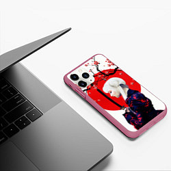 Чехол iPhone 11 Pro матовый НАД ВЕТВЯМИ САКУРЫ, цвет: 3D-малиновый — фото 2