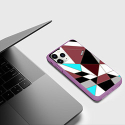 Чехол iPhone 11 Pro матовый Геометрический узор, цвет: 3D-фиолетовый — фото 2
