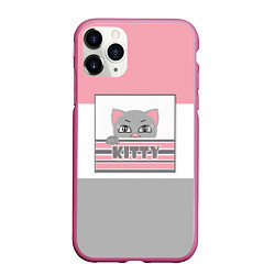 Чехол iPhone 11 Pro матовый Котенок Kitty, цвет: 3D-малиновый