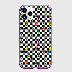 Чехол iPhone 11 Pro матовый Яркая шахматная доска, цвет: 3D-фиолетовый