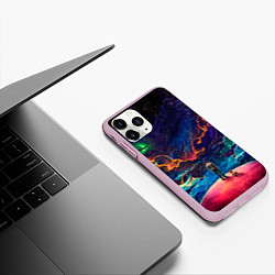 Чехол iPhone 11 Pro матовый Глубокий космос, цвет: 3D-розовый — фото 2