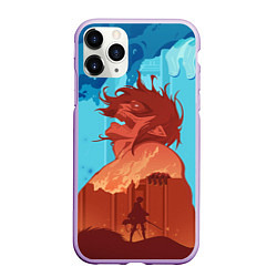 Чехол iPhone 11 Pro матовый Attack on Titan, цвет: 3D-сиреневый