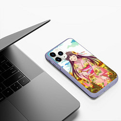 Чехол iPhone 11 Pro матовый Корзина фруктов подсолнухи, цвет: 3D-светло-сиреневый — фото 2