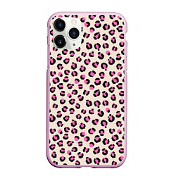 Чехол iPhone 11 Pro матовый Леопардовый принт розовый