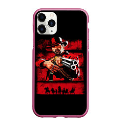 Чехол iPhone 11 Pro матовый Red Dead Redemption 2, цвет: 3D-малиновый