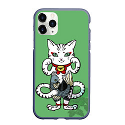 Чехол iPhone 11 Pro матовый ЯПОНСКИЙ КОТ JAPANESE CAT Z, цвет: 3D-серый
