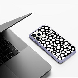 Чехол iPhone 11 Pro матовый Черно-белый горох, цвет: 3D-светло-сиреневый — фото 2