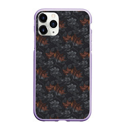 Чехол iPhone 11 Pro матовый Серо-коричневый цветочный узор