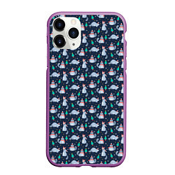Чехол iPhone 11 Pro матовый НОВОГОДНИЙ ЕНОТ COON Z, цвет: 3D-фиолетовый