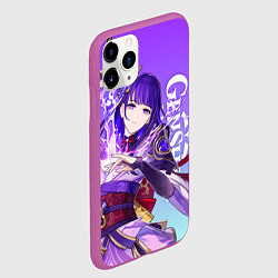 Чехол iPhone 11 Pro матовый Genshin Impact, Сёгун Райдэн, цвет: 3D-фиолетовый — фото 2