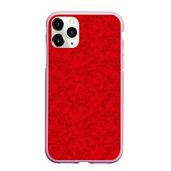 Чехол iPhone 11 Pro матовый Ярко-красный мраморный узор, цвет: 3D-розовый