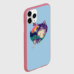 Чехол iPhone 11 Pro матовый Волк единорог, цвет: 3D-малиновый — фото 2