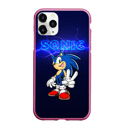 Чехол iPhone 11 Pro матовый SONIK СУПЕР СОНИК, цвет: 3D-малиновый