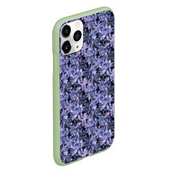 Чехол iPhone 11 Pro матовый Сине-фиолетовый цветочный узор, цвет: 3D-салатовый — фото 2