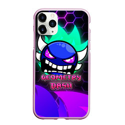 Чехол iPhone 11 Pro матовый Geometry Dash: Neon Evil, цвет: 3D-розовый
