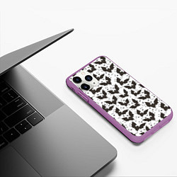 Чехол iPhone 11 Pro матовый Летучие мыши, цвет: 3D-фиолетовый — фото 2
