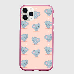 Чехол iPhone 11 Pro матовый Слоники, цвет: 3D-малиновый