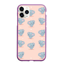 Чехол iPhone 11 Pro матовый Слоники, цвет: 3D-фиолетовый