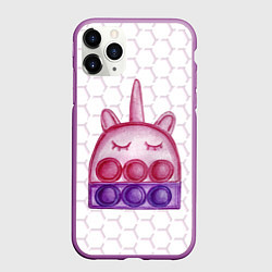 Чехол iPhone 11 Pro матовый POP IT ЕДИНОРОГ ПОП ИТ, цвет: 3D-фиолетовый