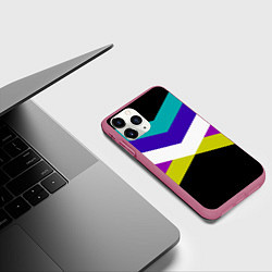 Чехол iPhone 11 Pro матовый Полосы, цвет: 3D-малиновый — фото 2