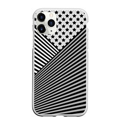 Чехол iPhone 11 Pro матовый Полосатый комбинированный узор, цвет: 3D-белый