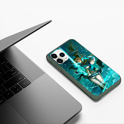 Чехол iPhone 11 Pro матовый Джин Genshin Impact Геншин Импакт Z, цвет: 3D-темно-зеленый — фото 2