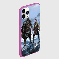 Чехол iPhone 11 Pro матовый Кратос и Атрей Рагнарек, цвет: 3D-фиолетовый — фото 2