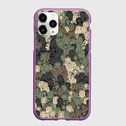 Чехол iPhone 11 Pro матовый Камуфляж из матрёшек, цвет: 3D-фиолетовый