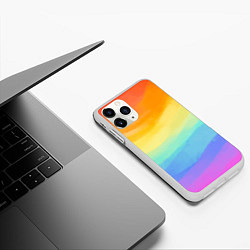 Чехол iPhone 11 Pro матовый РАДУЖНЫЕ ВОЛНЫ RAINBOW WAVES Z, цвет: 3D-белый — фото 2