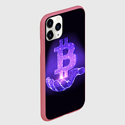 Чехол iPhone 11 Pro матовый BITCOIN IN HAND БИТКОИН, цвет: 3D-малиновый — фото 2