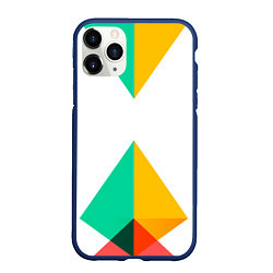 Чехол iPhone 11 Pro матовый Треугольники, цвет: 3D-тёмно-синий