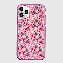 Чехол iPhone 11 Pro матовый Париж, цвет: 3D-фиолетовый