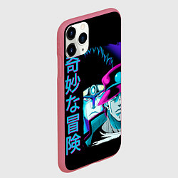 Чехол iPhone 11 Pro матовый Дзётаро и Дио, JoJo’s Bizarre, цвет: 3D-малиновый — фото 2