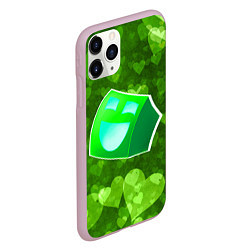 Чехол iPhone 11 Pro матовый Geometry Dash: Green Love Z, цвет: 3D-розовый — фото 2
