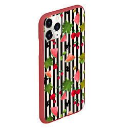 Чехол iPhone 11 Pro матовый Ягодно-арбузный микс, цвет: 3D-красный — фото 2