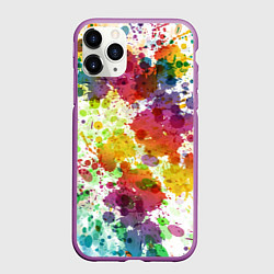 Чехол iPhone 11 Pro матовый Красно-жёлтые пятна, цвет: 3D-фиолетовый